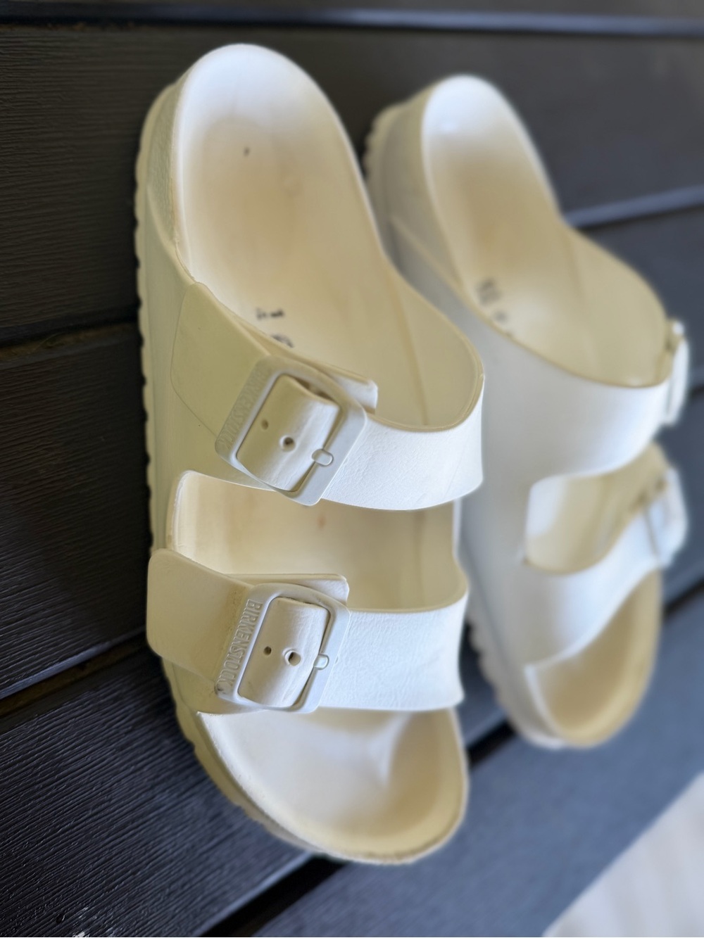 Birkenstock White-Buckle Slide Sandals - Picture 3 of 5
